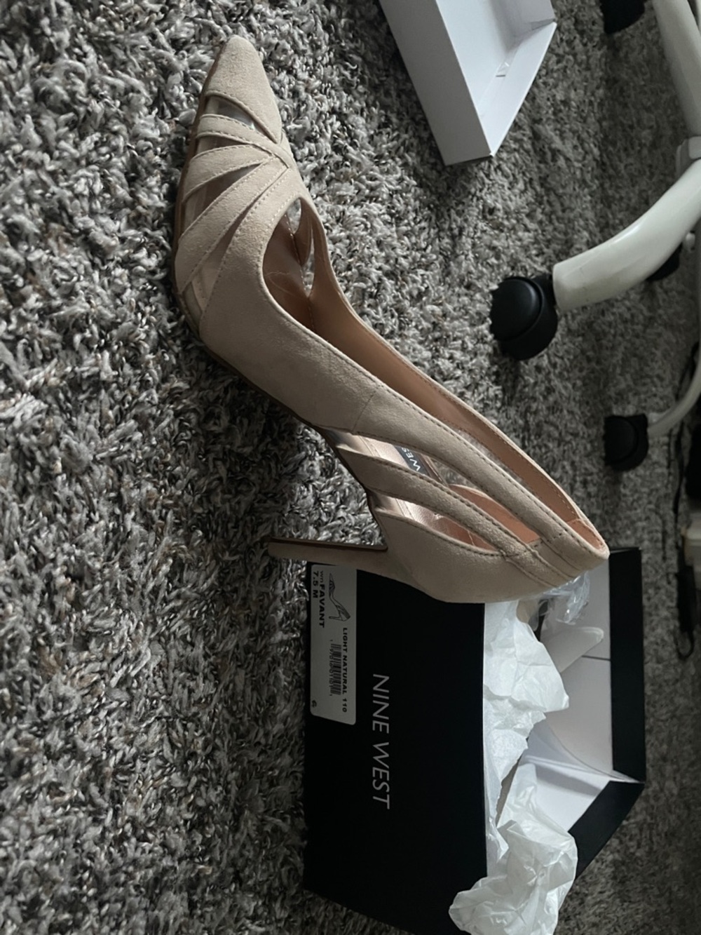 Nine West Nude Pointed-Toe Cutout Pumps 4 inch heels.
